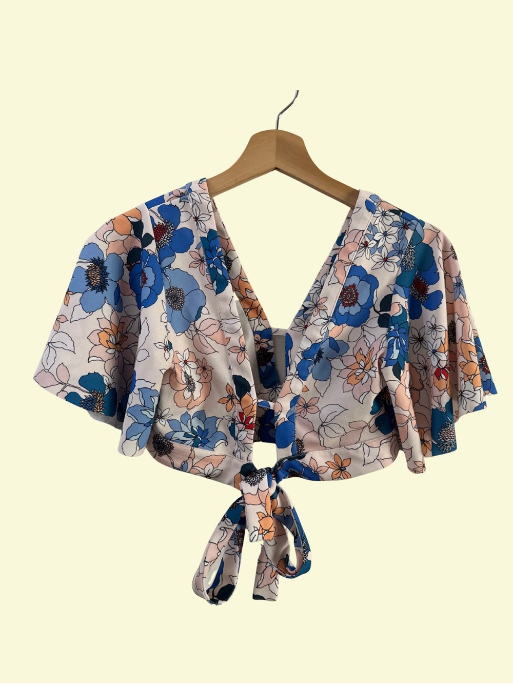 ZARA Floral Wrap Crop Top SIZE SMALL Chic Vibrant Faux Wrap Spring Brunch Trip